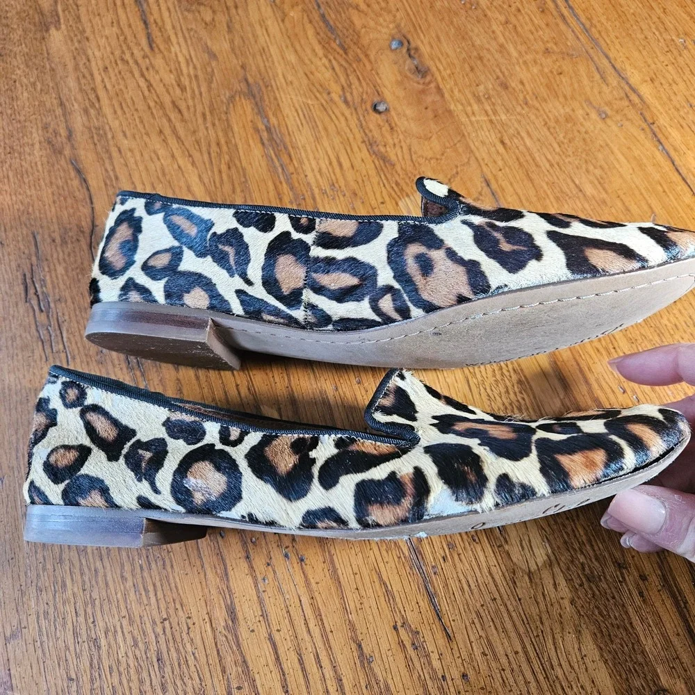 Sam Edelman Alvin Leopard Print Calf Hair Loafers Flats Womens‎ 7M Tan Black